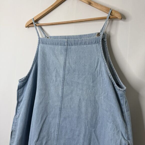 Vtg The Quacker Factory Denim Overall Dress 14 Flamingo Embroidered Midi Pockets - Picture 5 of 11